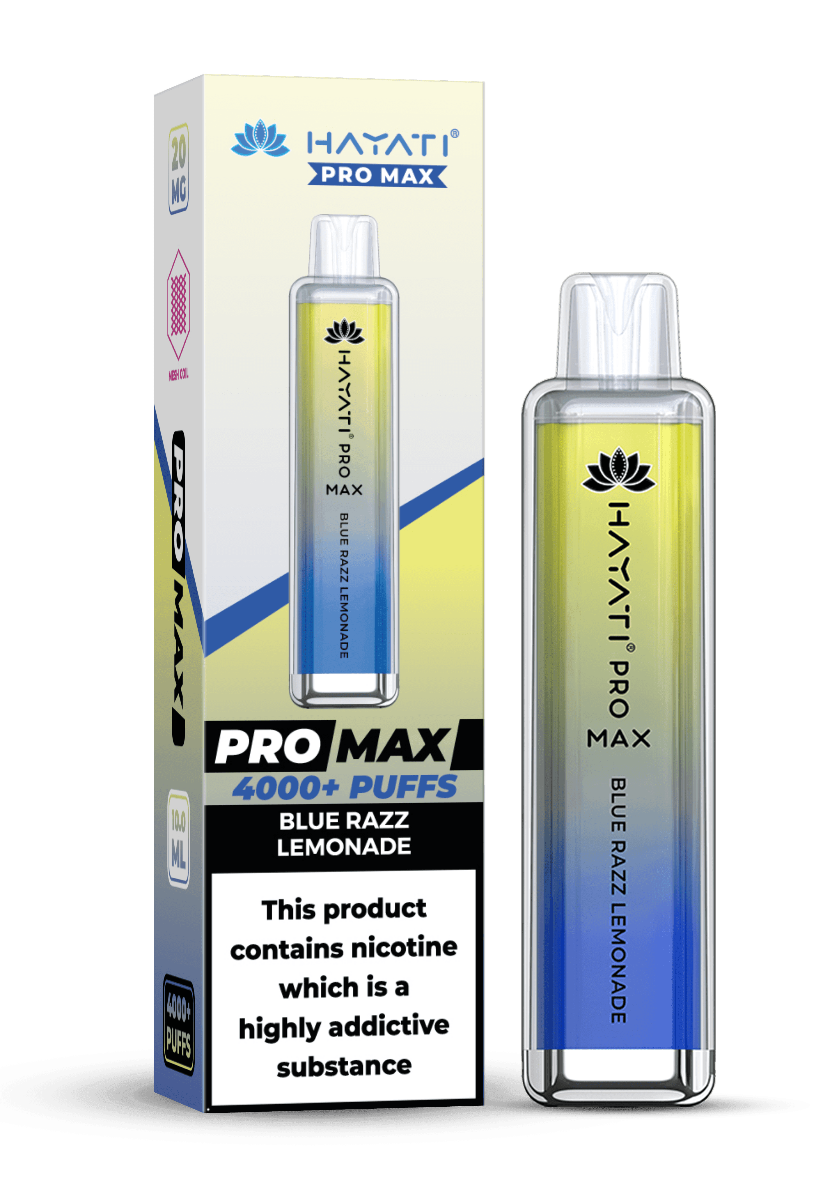 Hayati Pro Max 4000 20MG Nicotine - Blue Razz Lemonade - Vape Unit