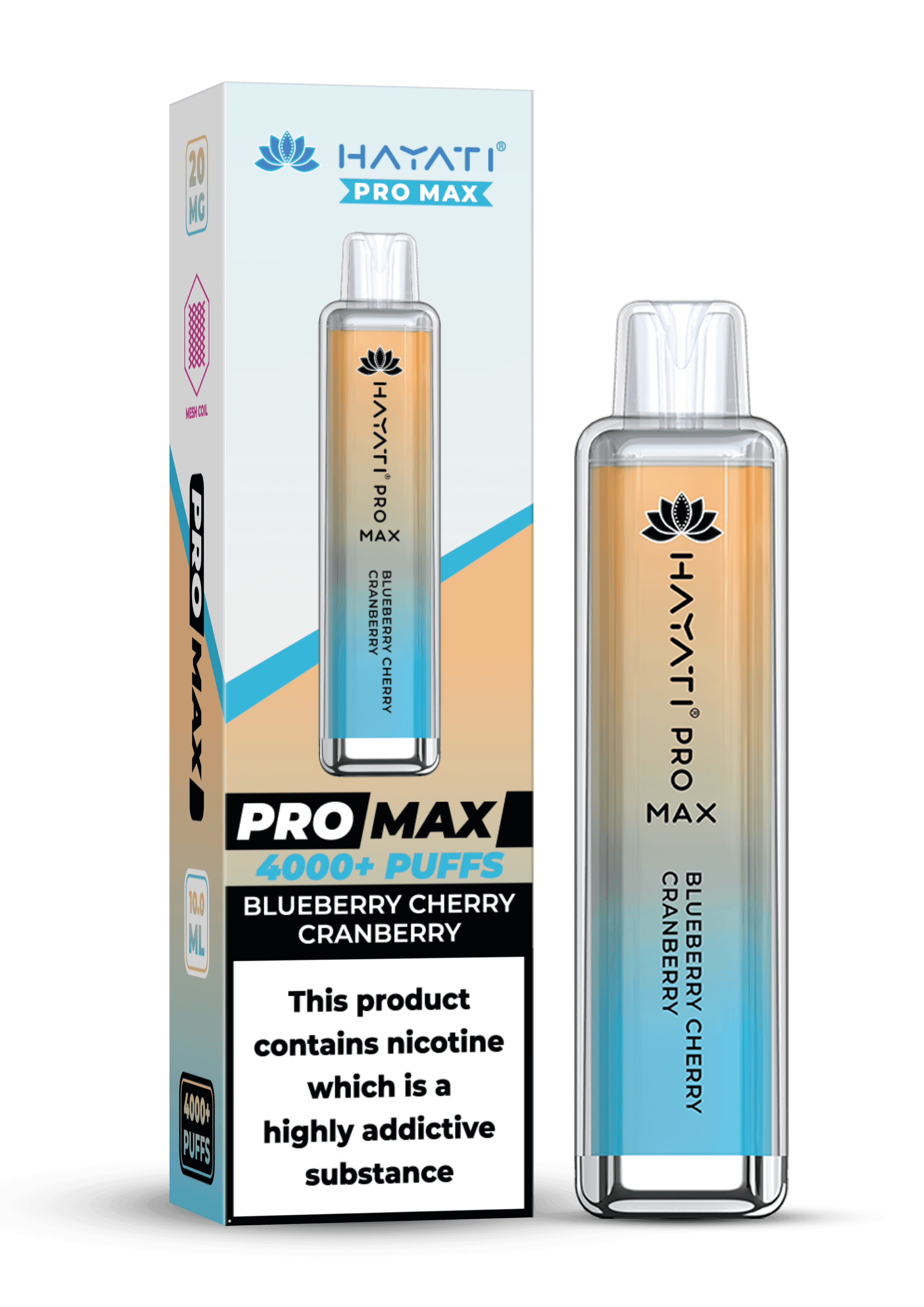 Hayati Pro Max 4000 20MG Nicotine - Blueberry Cherry Cranberry - Vape Unit