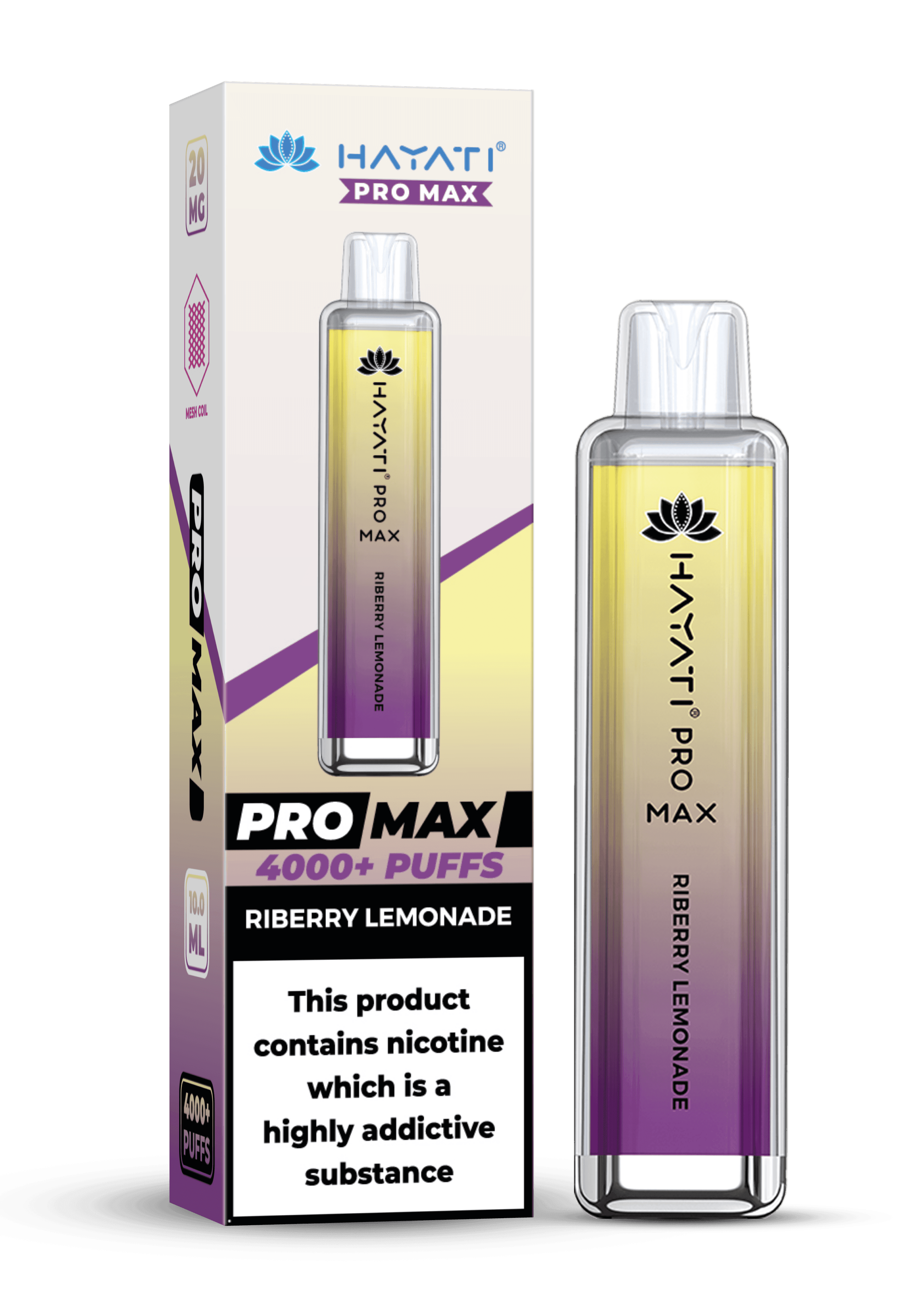 Hayati Pro Max 4000 20MG Nicotine - Riberry Lemonade - Vape Unit