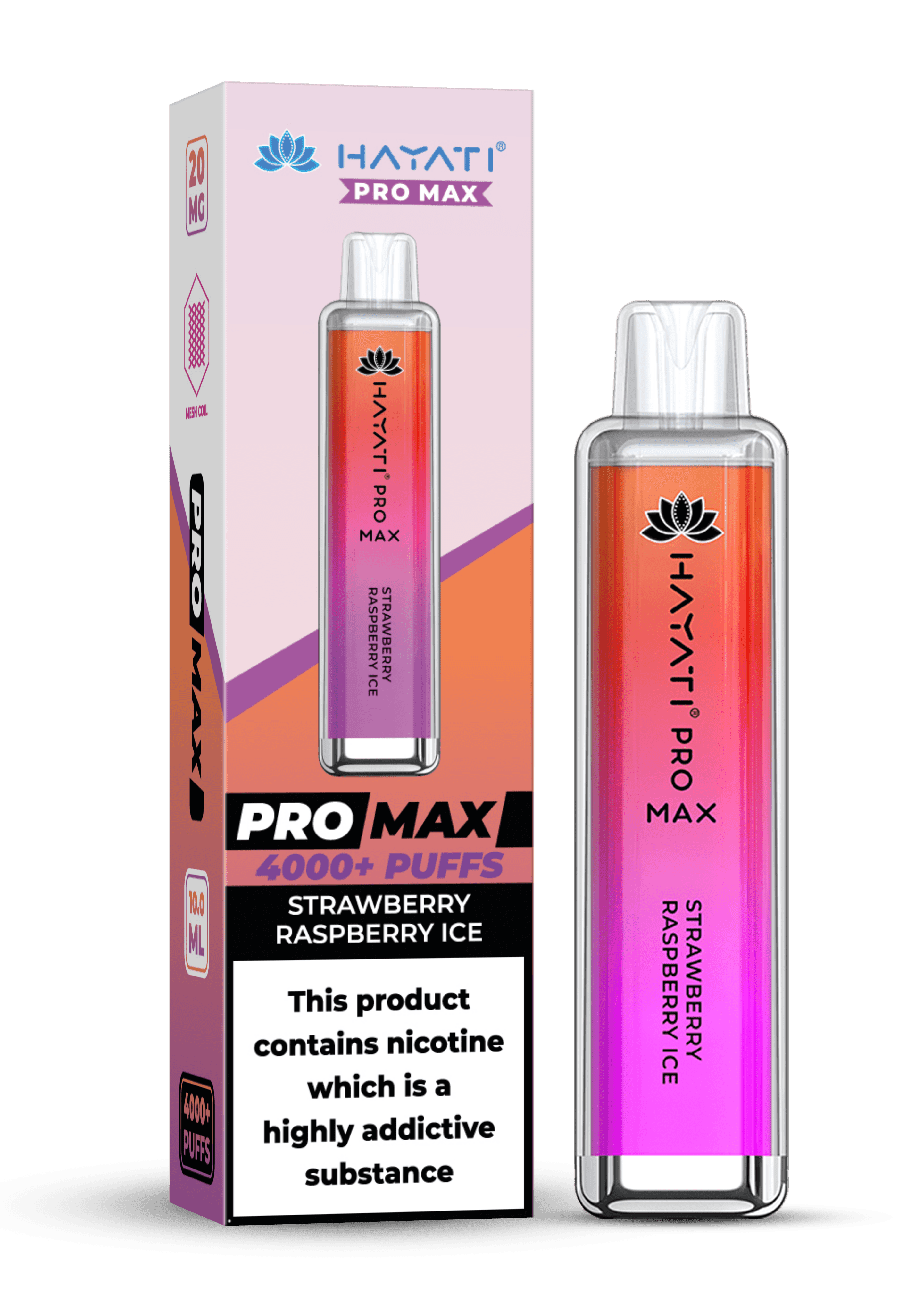 Hayati Pro Max 4000 20MG Nicotine - Strawberry Raspberry Ice - Vape Unit