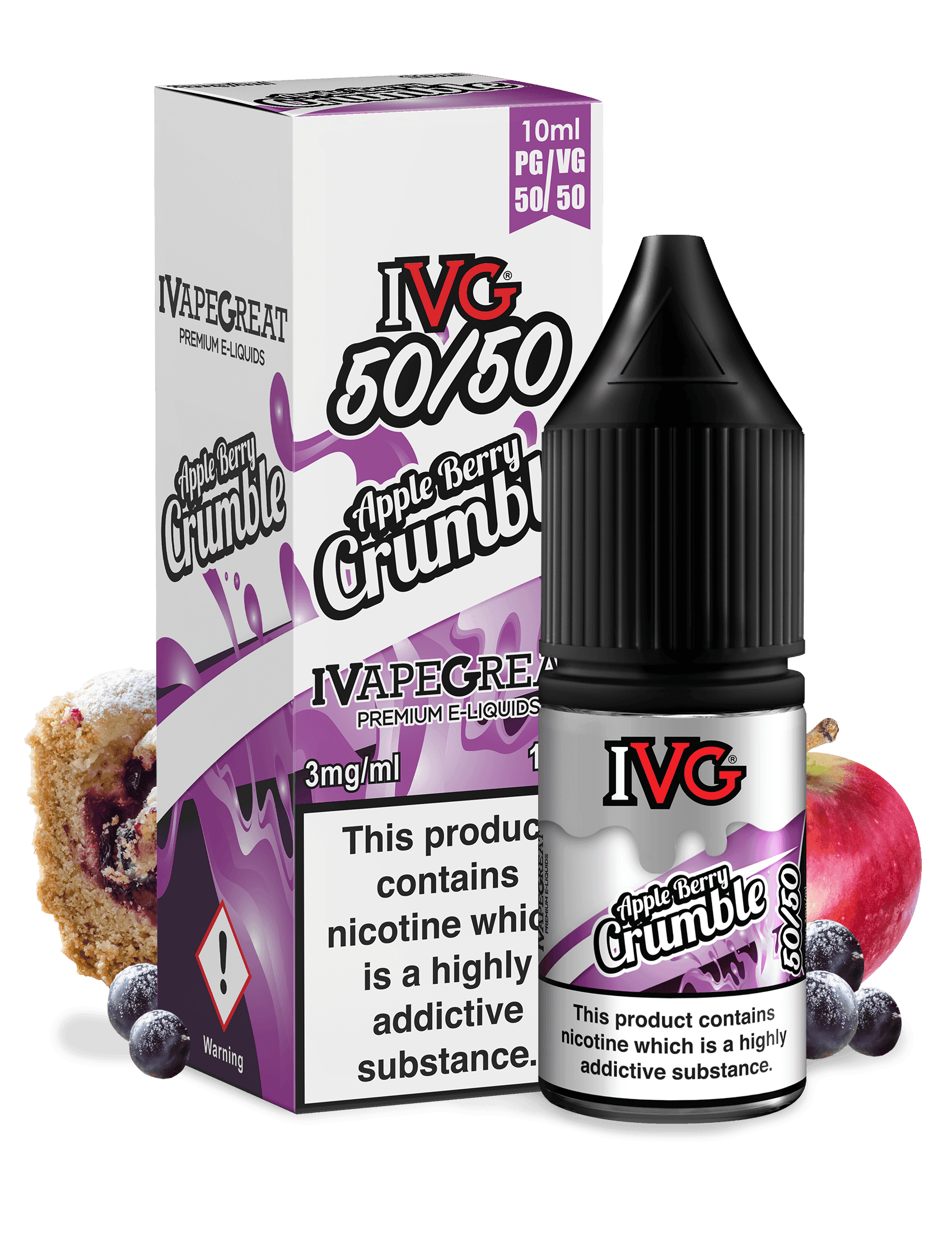 IVG Apple Berry Crumble 50/50 10ML - Vape Unit